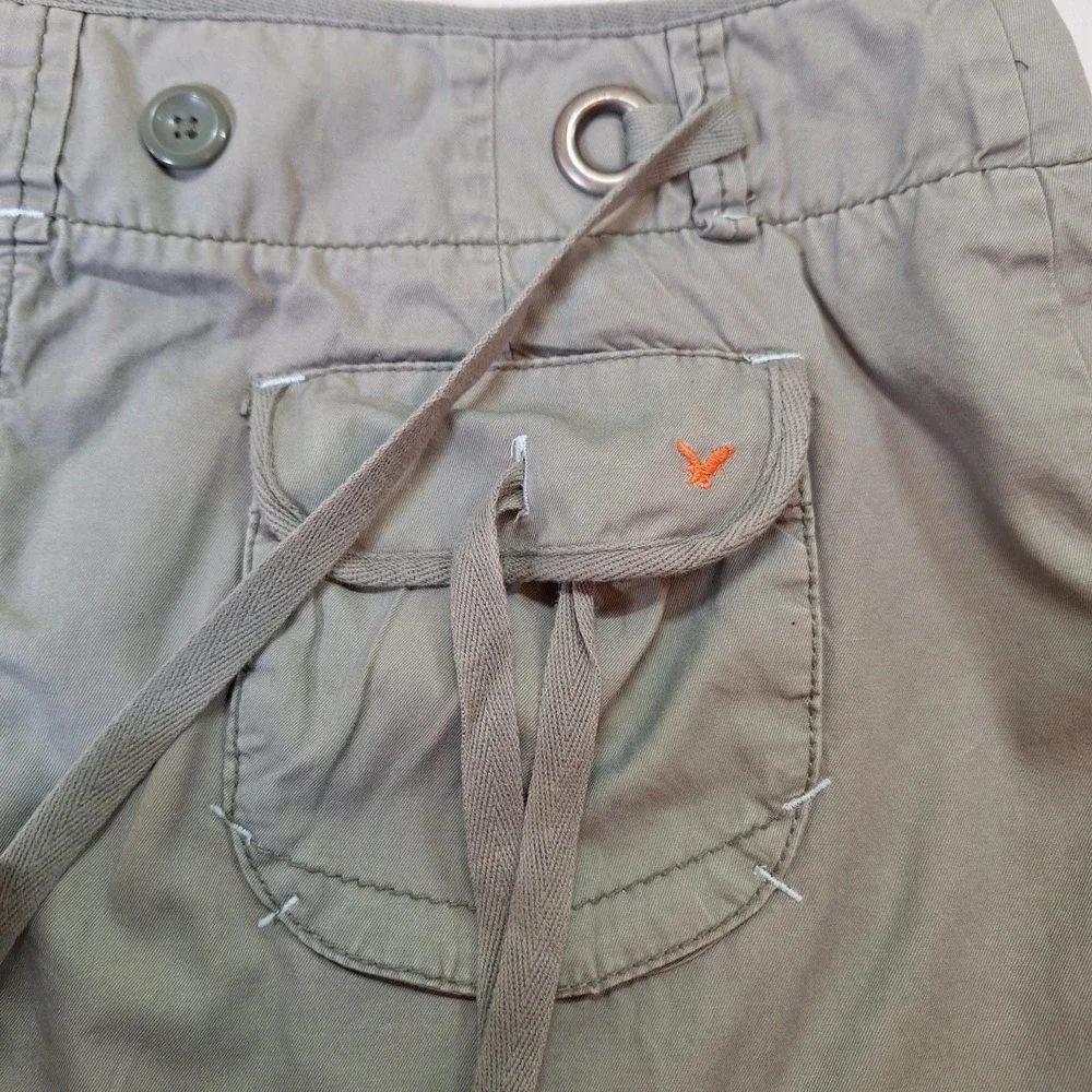 American Eagle Skirt Size 14 Y2K Cargo Mini Sage Green Beach Coastal Boho - Picture 5 of 8